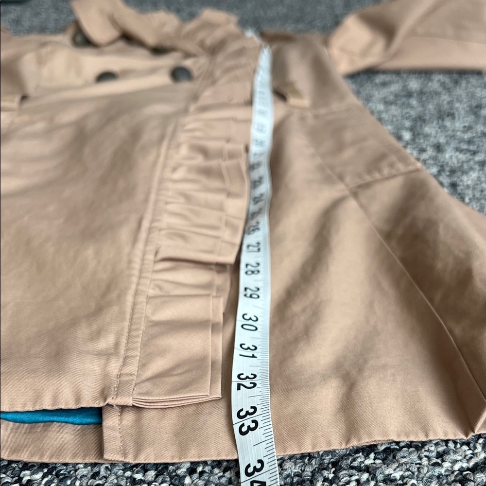 Anthropologie Elevenses Beige Ruffle Trench Coat - Picture 12 of 12